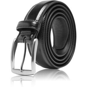 Genuine Black Leather Dress Belt for Men Tan Mens Belt for Suits Jeans Uniform